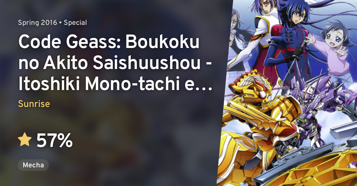 Code Geass Boukoku No Akito Saishuushou Itoshiki Mono Tachi E Picture Drama · Anilist 1038