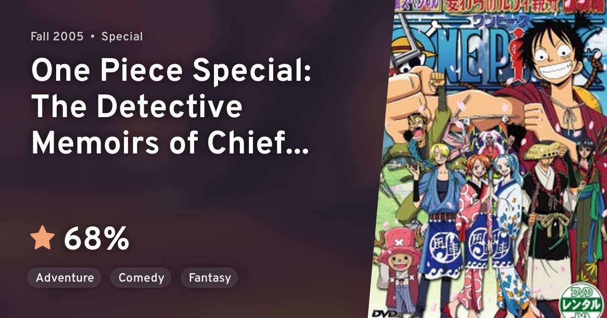One Piece Nenmatsu Tokubetsu Kikaku Mugiwara No Luffy Oyabun Torimonochou One Piece Special The Detective Memoirs Of Chief Straw Hat Luffy Anilist
