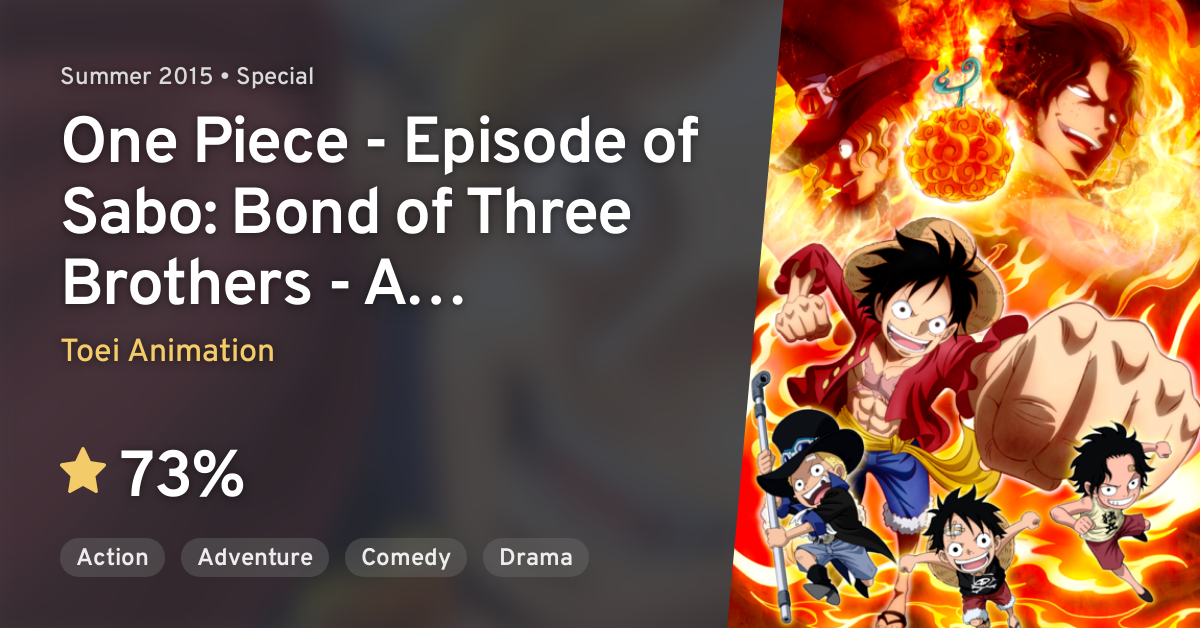ONE PIECE: Episode of Sabo - 3-Kyoudai no Kizuna Kiseki no Saikai to  Uketsugareru Ishi (One Piece - Episode of Sabo: Bond of Three Brothers - A  Miraculous Reunion and an Inherited Will) · AniList