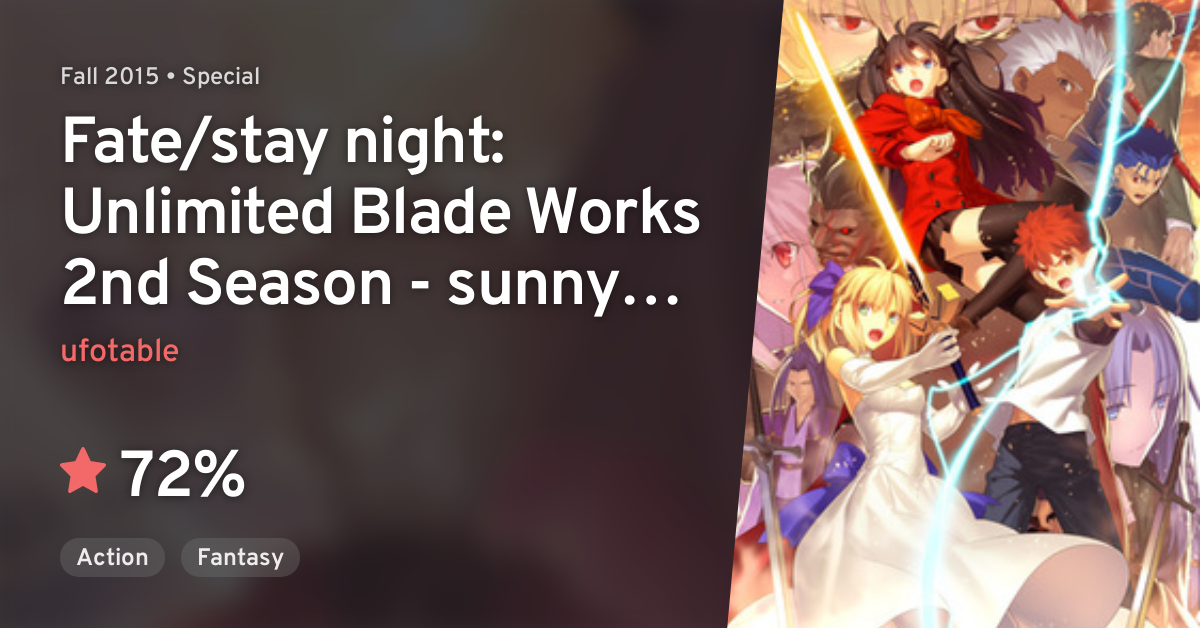 Ordem para assistir fate night: night: Unlimited Blade Unlimited Blade  Works Works (2 temps) Season - Sunny