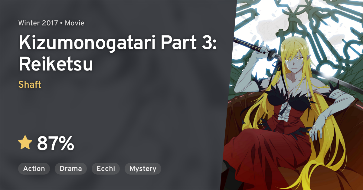 Kizumonogatari III: Reiketsu-hen (Kizumonogatari Part 3: Reiketsu) · AniList