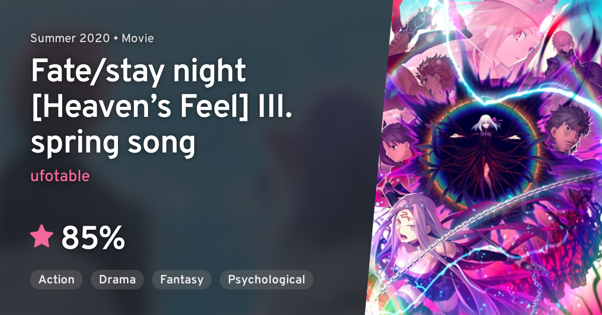 Fate/stay night [Heaven's Feel] III. spring song (Fate/stay night [Heaven's  Feel] III. spring song) · AniList