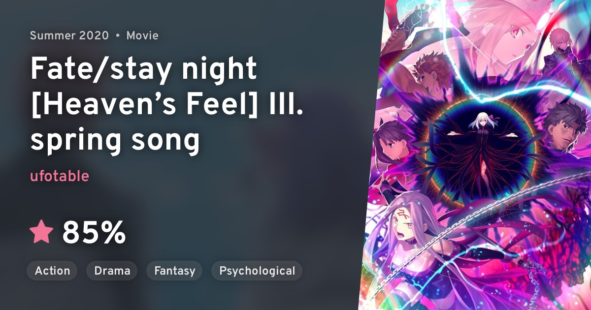 Fate Stay Night Heaven S Feel Iii Spring Song Fate Stay Night Heaven S Feel Iii Spring Song Anilist