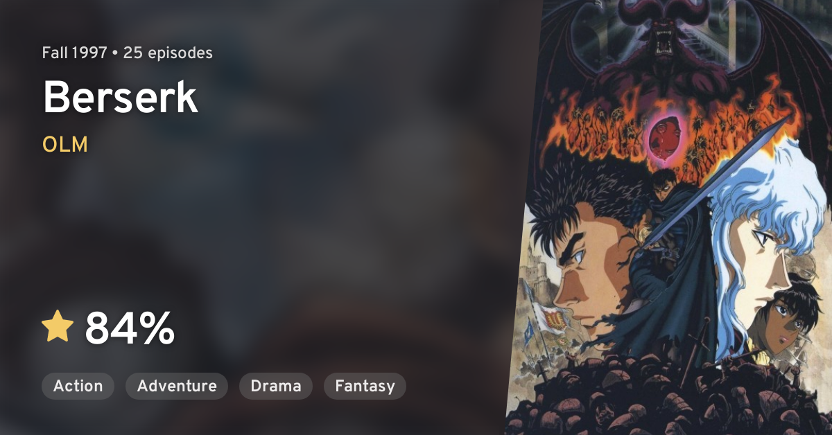 Berserk  Anime de 1997 estreia na Netflix