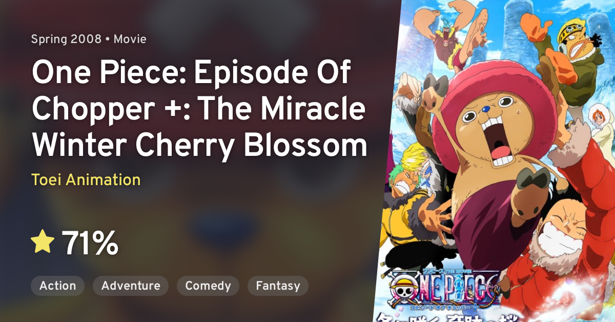 One Piece Episode Of Chopper Plus Fuyu Ni Saku Kiseki No Sakura One Piece Episode Of Chopper The Miracle Winter Cherry Blossom Anilist