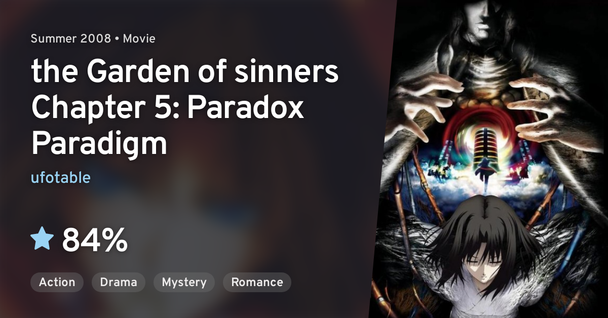 Kara no Kyoukai: Mujun Rasen (the Garden of sinners Chapter 5: Paradox  Paradigm) · AniList