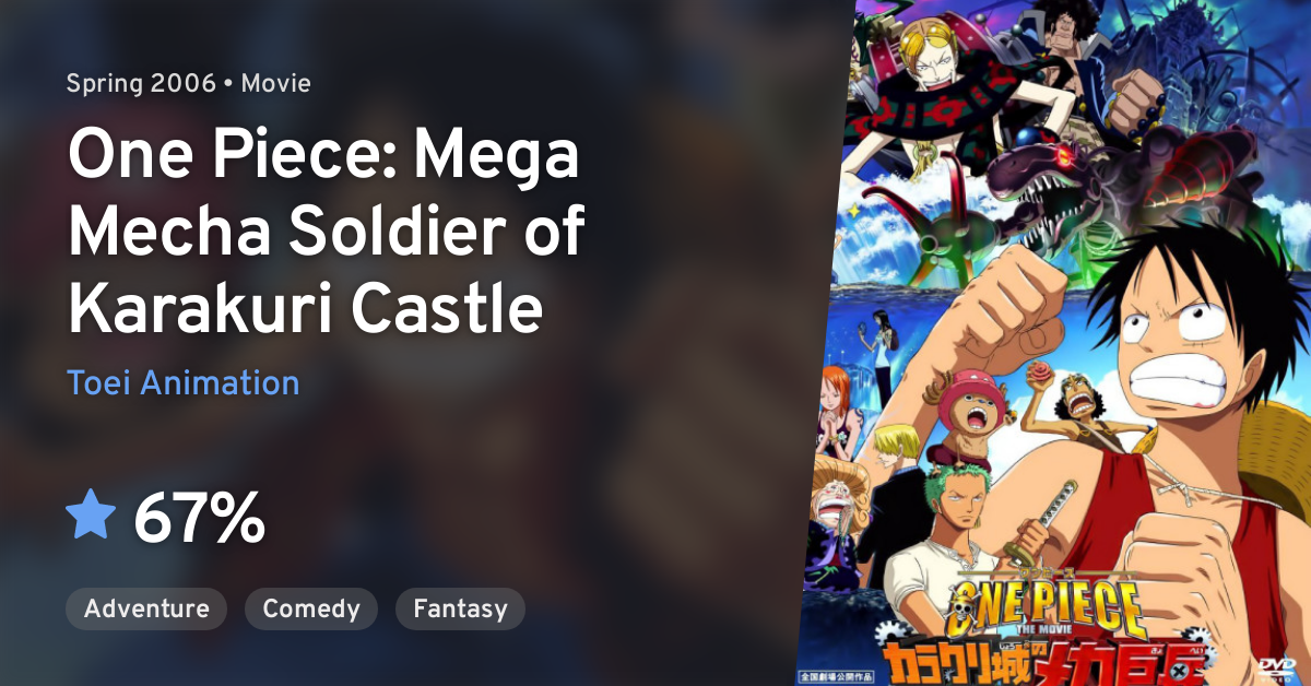 ONE PIECE THE MOVIE: Karakuri-jou no Mecha Kyohei (One Piece: Mega Mecha  Soldier of Karakuri Castle) · AniList
