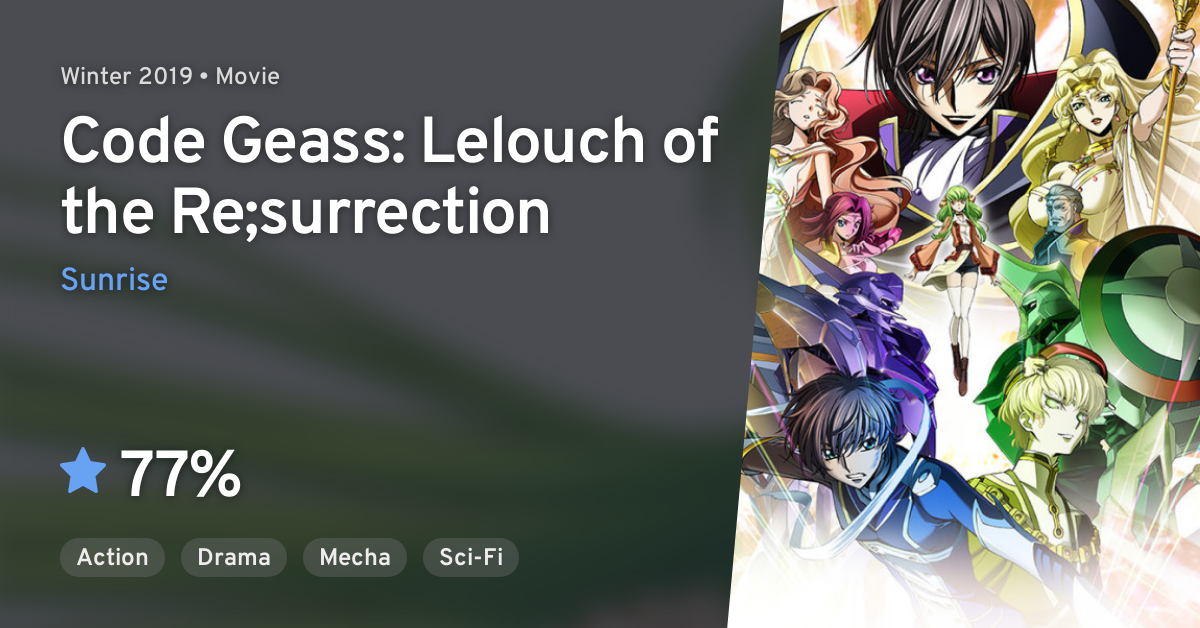 Code Geass Fukkatsu No Lelouch Code Geass Lelouch Of The Re Surrection Anilist