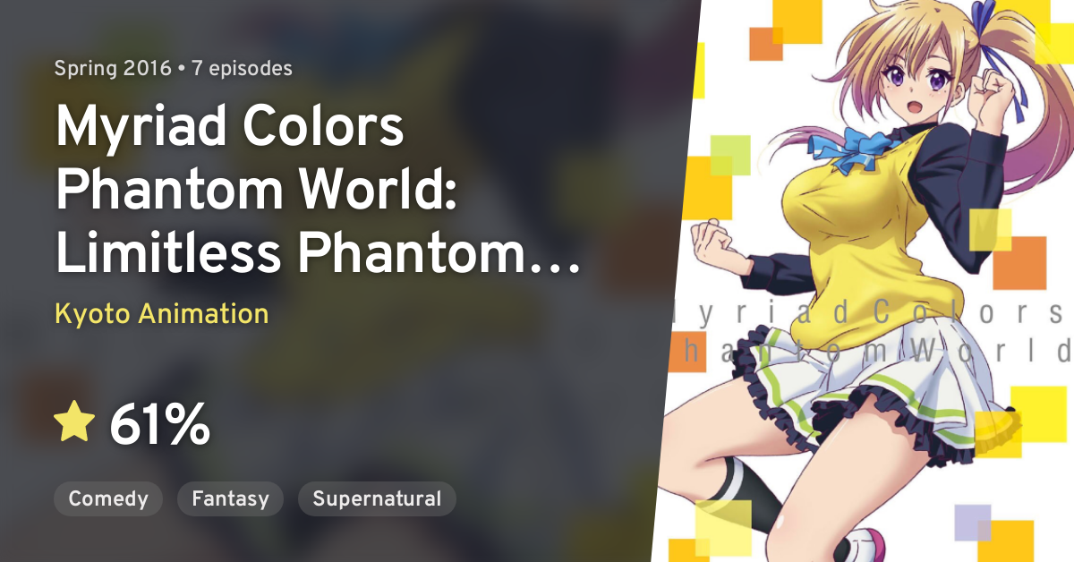Musaigen no Phantom World, Myriad Colors Phantom World, Haruhiko Ichijou,  Reina Izumi, Ruru, Anime, Kyoto Ani…