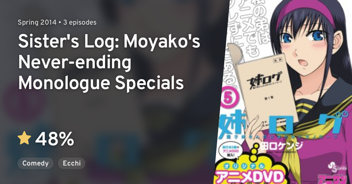 Ane Log: Moyako Neesan no Honpen wo Tobidashite Tomaranai Monologue  Specials (Sister's Log: Moyako's Never-ending Monologue Specials) · AniList